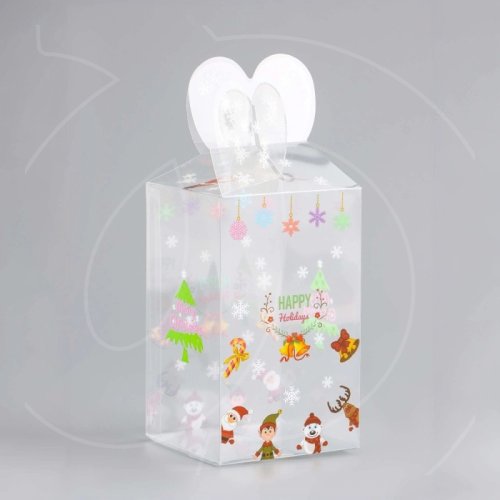 Коробка для сладостей "Новогодние рисунки" 6х6х10 см 9591951