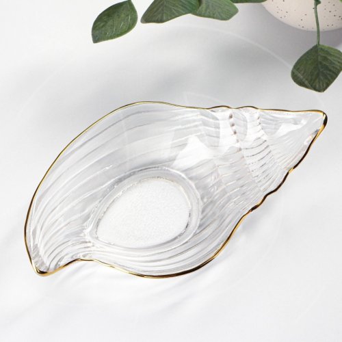 Блюдо сервировочное стеклянное "Ракушка с золотом" 9038800