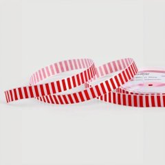 Лента для декора и упаковки "Красно-белая полоска" 1,5 см 1902876	