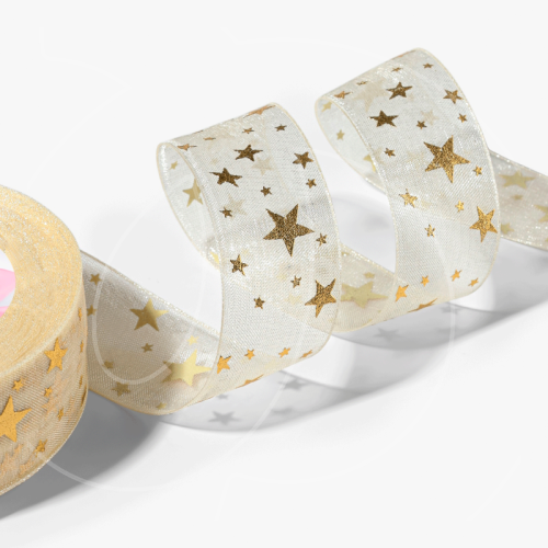 Лента для декора и упаковки капроновая "Звёзды" 2,5 см 23 м 7114102