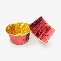 Капсула бумажная с подворотом Золото/Красный D50 H40 1 шт арт006797