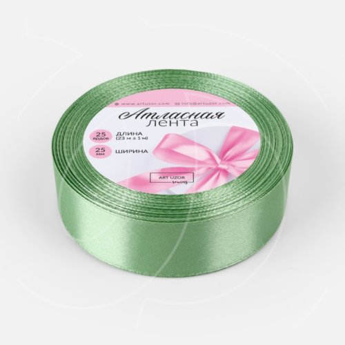 Лента для декора и упаковки Атласная Фисташковая 2,5 см 3019796