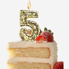 Свеча декоративная Цифра "5" Золотые пайетки 5572719